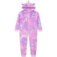 Harry Bear Girl's Tie Dye Unicorn Onesie With 3D Ears in Purple | Size: 10-11 Years