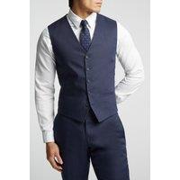 Alex Men's Linen Tailored Fit Waistcoat in Navy | Size: 46R