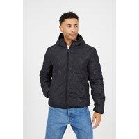 Brave Soul Men's Short Heat Seal Padded Hooded Jacket in Black | Size: Large