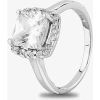 Starbright Women's Silver Square-cut Cubic Zirconia Halo Ring R7048 3A (58) | Size: 56 (O 1/2)