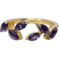 Harfi Women's Gold Vermeil Open Leaf Ring with Amethyst Gemstones