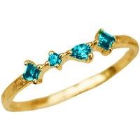 Harfi Women's Adjustable Gold Vermeil Ring with Minimalist Blue Aquamarine Gemstones