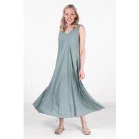 Sarta Women's V-Neck Maxi Trapeze Dress in Sage Green in Pale Green | Size: Large