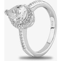 Starbright Women's Silver Pear-Cut Cubic Zirconia Halo Shouldered Ring R6163 3A (56) | Size: 56 (O 1/2)