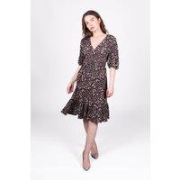 SOLO Women's Smock Abstract Wrap Dress in Black | Size: 10