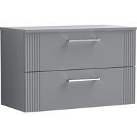 Balterley 2 Drawer Wall Hung Vanity Unit Colour Match Laminate Worktop, Grey 800mm