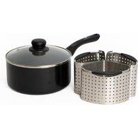 MasterClass 4pc Cooking Set Including Can-to-Pan Non-Stick Saucepan with Lid & 3x Stainless Steel Saucepan Divider Baskets in Grey | Size: Large
