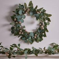 Dibor Giant Eucalyptus Christmas Door Wreath 55cm with Garland 2m in Green