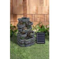 Faux Rockery Garden Solar-Powered Water Fountain with Lights