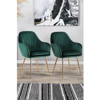 Living and Home 2Pcs Modern Velvet Upholstered Dining Chairs Dressing Chairs Nail Chairs in Green