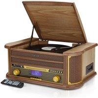 Denver Retro DAB Bluetooth Wooden Record Player, FM, Cassette & CD, USB Recording, AUX IN in Light Brown