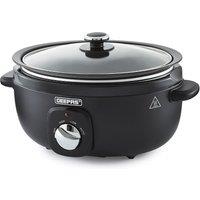 Geepas 3.5L Slow Cooker Tempered Glass Lid & Removable Non-Stick Bowl Chalkboard Design in Black