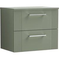 Balterley 2 Drawer Wall Hung Vanity Unit Colour Match Worktop, Green 600mm