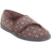 Comfylux Men's Paul Check Slippers in Dark Brown | Size: 12