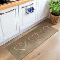 Nicoman PVC Spaghetti Heart Embossed Hallway Kitchen Entrance Runner Rug 150cm x 60cm in Beige | Size: 60 cm x 150 cm