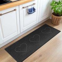 Nicoman PVC Spaghetti Heart Embossed Hallway Kitchen Entrance Runner Rug 150cm x 60cm in Black | Size: 60 cm x 150 cm