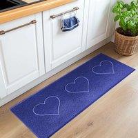 Nicoman PVC Spaghetti Heart Embossed Hallway Kitchen Entrance Runner Rug 150cm x 60cm in Blue | Size: 60 cm x 150 cm