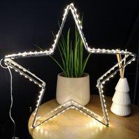 Samuel Alexander 38cm Light up Christmas Dewdrop Christmas Star Decoration with Warm White LEDs in Grey