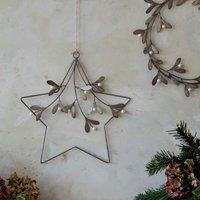 Ivyline Galvanised Star Mistletoe Wreath W31cm | Good value for money | Excellent quality | Can be used as a wreath or candle ring in Silver