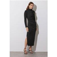 Star by Julien Macdonald Women's Draped Front Embellished Maxi Dress in Black | Size: 14