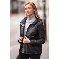 Ashwood Leather Women's 'Nicola' Real Leather Hooded Jacket Women Coat in Black | Size: 12