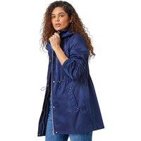Roman Women's Shower Resistant Longline Jacket in Navy | Size: 16