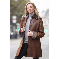Ashwood Leather Women's 'Lynette' Sheepskin Duffle Coat in Brown | Size: 12
