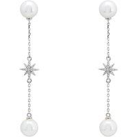 Latelita Women's Falling Star Pearl Drop Earrings Silver in White