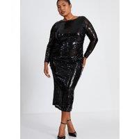 Quiz Women's Black Curve Sequin Midaxi Dress | Size: 24