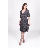 SOLO Women's Abstract Print Wrap Dress in Black | Size: 18