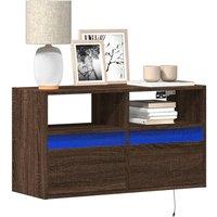Berkfield Home TV Wall Cabinet with LED Lights Brown Oak 80x31x45 cm | Size: 80 x 31 x 45 cm