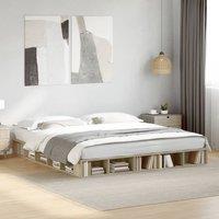 Berkfield Home Bed Frame without Mattress Sonoma Oak 200x200 cm in Brown