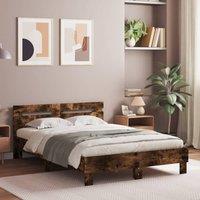 Berkfield Home Bed Frame with LED without Mattress Smoked Oak 120x190 cm Small Double in Brown