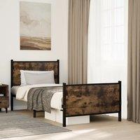 Berkfield Home Metal Bed Frame without Mattress Smoked Oak 75x190 cm Small Single in Brown