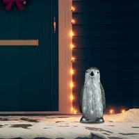 Berkfield Home LED Christmas Acrylic Penguin Figure Indoor & Outdoor 30cm in Grey