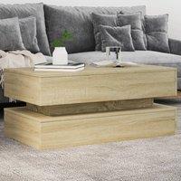 Coffee Table with LED Lights Sonoma Oak 90x50x40 cm