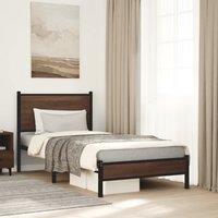 Berkfield Home Metal Bed Frame without Mattress Brown Oak 75x190 cm Small Single