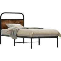 Bed Frame Without Mattress 75x190 cm Small Single Smoked Oak Engineered Wood