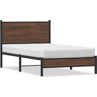 Metal Bed Frame without Mattress Brown Oak 100x190 cm