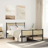 Berkfield Home Metal Bed Frame without Mattress Sonoma Oak 120x190 cm Small Double in Brown