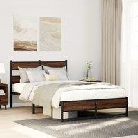 Berkfield Home Metal Bed Frame without Mattress Brown Oak 120x190 cm Small Double