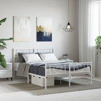 Berkfield Home Metal Bed Frame with Headboard & Footboard White 120x190 cm Small Double