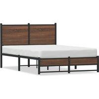 Metal Bed Frame without Mattress Brown Oak 120x190 cm Small Double