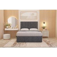 Somnior Austin Plush Velvet Divan Bed Set with Midnight Pocket Spring Mattress & Headboard in Charcoal | Size: Small Single