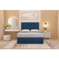Somnior Austin Plush Velvet Divan Bed Set with Midnight Pocket Spring Mattress & Headboard in Navy | Size: Super King