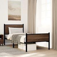 Berkfield Home Metal Bed Frame without Mattress Brown Oak 90x190 cm Single