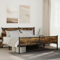 Berkfield Home Metal Bed Frame without Mattress Smoked Oak 160x200 cm in Brown