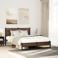 Metal Bed Frame without Mattress Brown Oak 140x200 cm