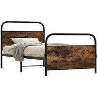 Berkfield Home Bed Frame Without Mattress 90x200 cm Smoked Oak Engineered Wood in Brown