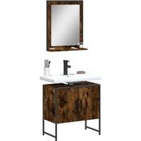 Berkfield Home 2 Piece Bathroom Cabinet Set Smoked Oak Engineered Wood in Brown